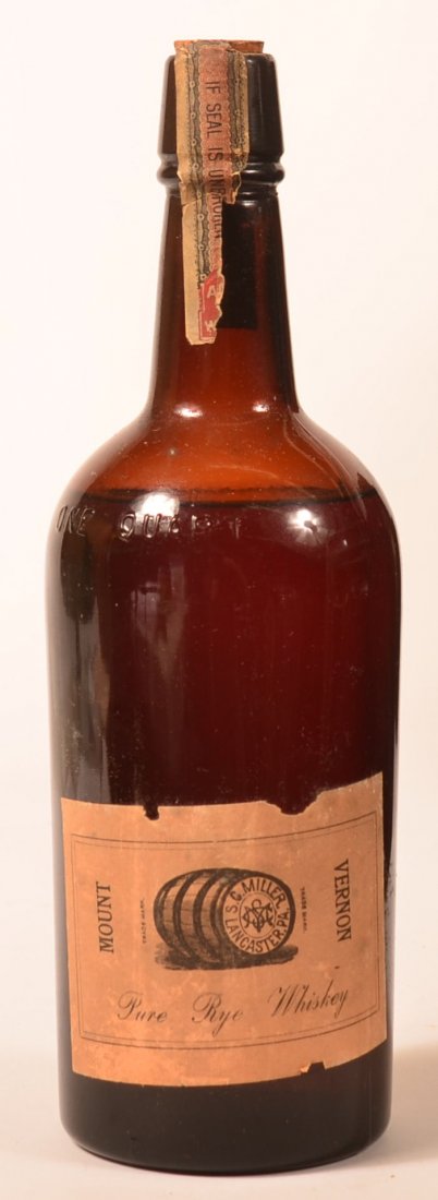 S. C. Miller Quart Whiskey Bottle, Lancaster, PA. (1 of 3)