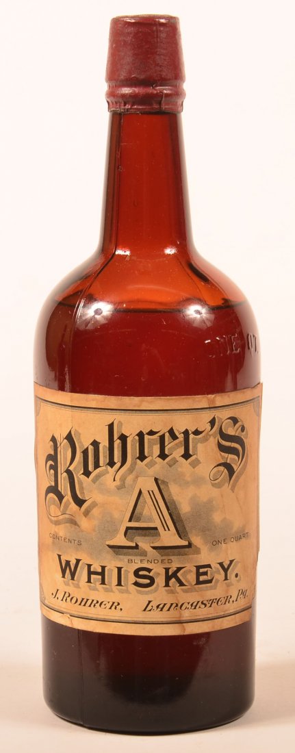 J. Rohrer's Quart Whiskey  Bottle, Lancaster, PA. (1 of 6)