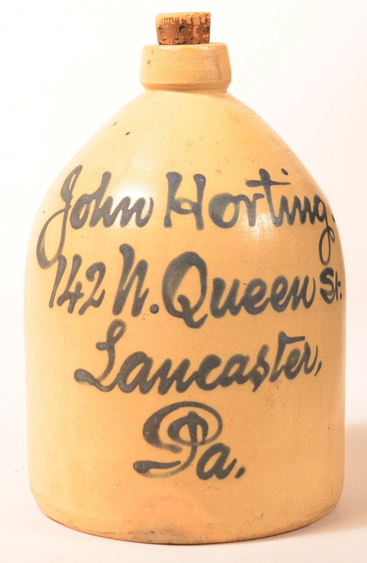 John Horting 1/2 Gal. Stoneware Jug, Lanc., PA. (1 of 4)