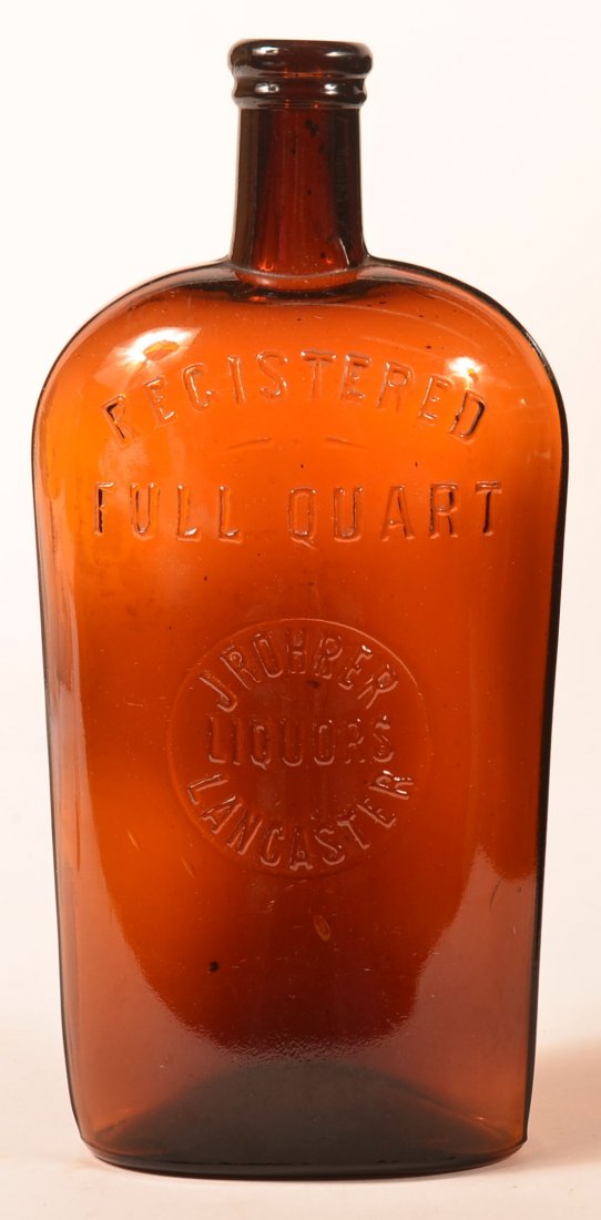 J. Rohrer "Liquors" Flask (#3), Lancaster, PA. (1 of 3)