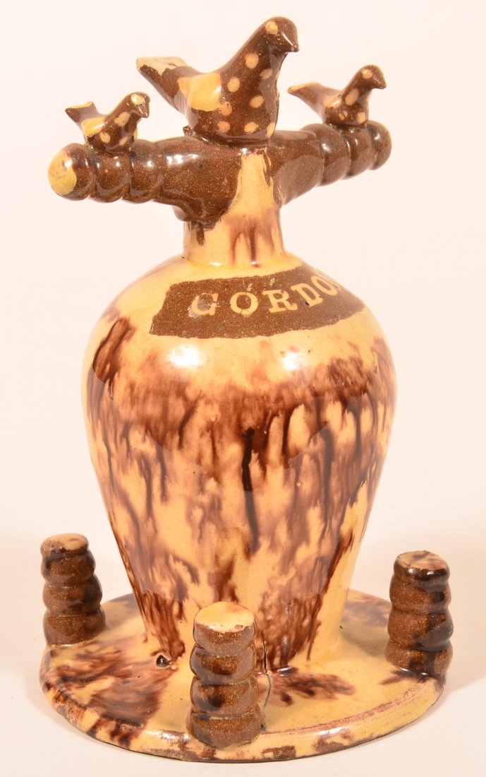 English Early Redware Pottery Still Bank. (1 of 2)