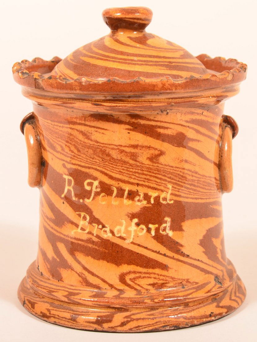 Scroddleware Redware Covered Sugar Bowl. (1 of 3)