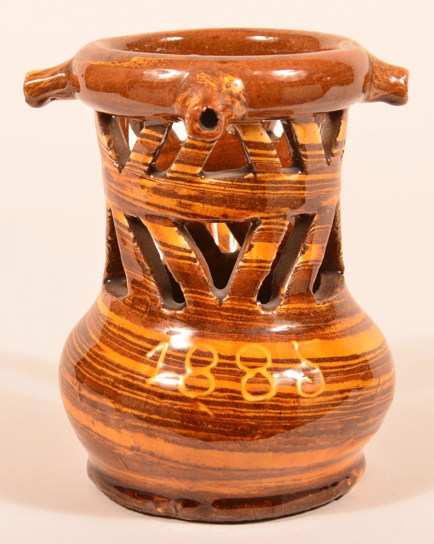 English Scroddleware Redware Puzzle Jug. (1 of 3)