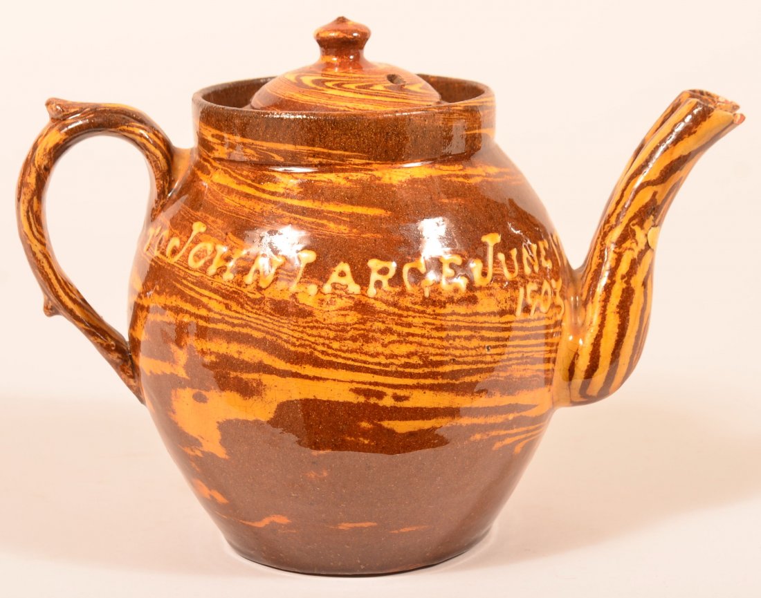 English Scroddleware Redware Teapot. (1 of 3)