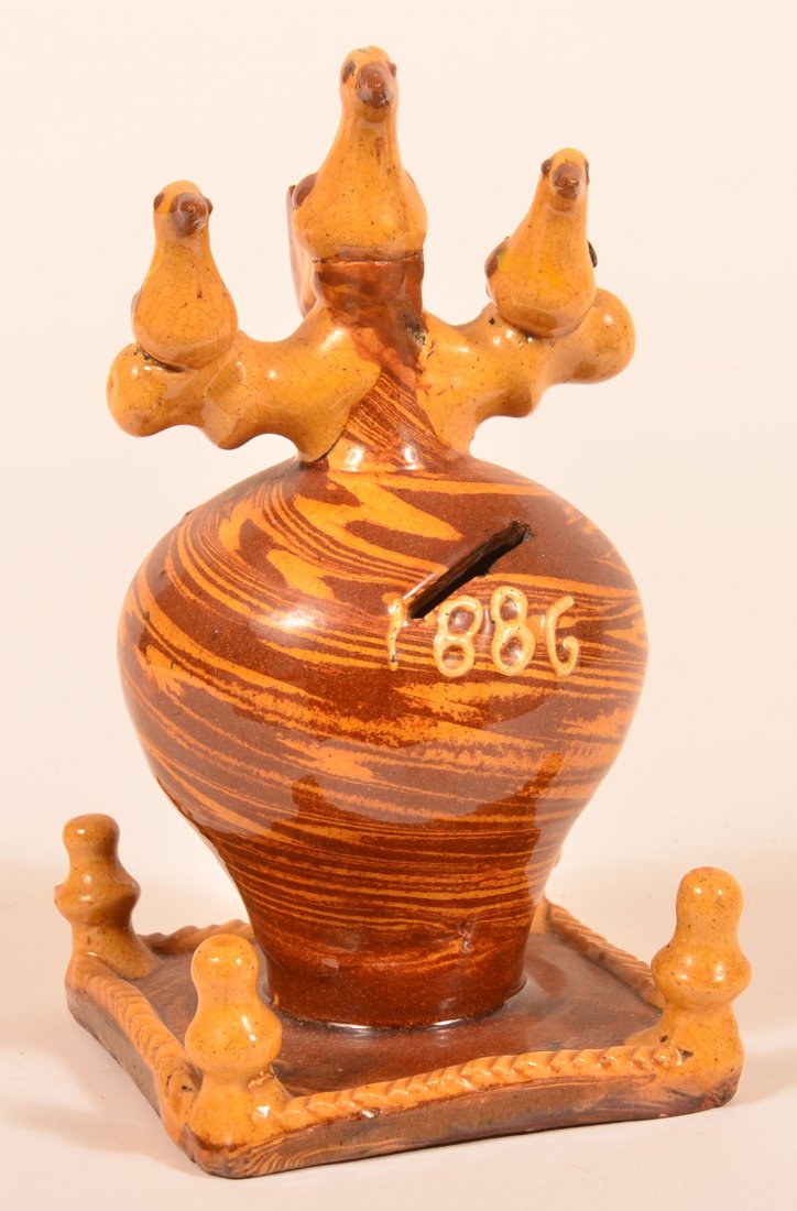 English Scroddleware Redware Still Bank. (1 of 2)