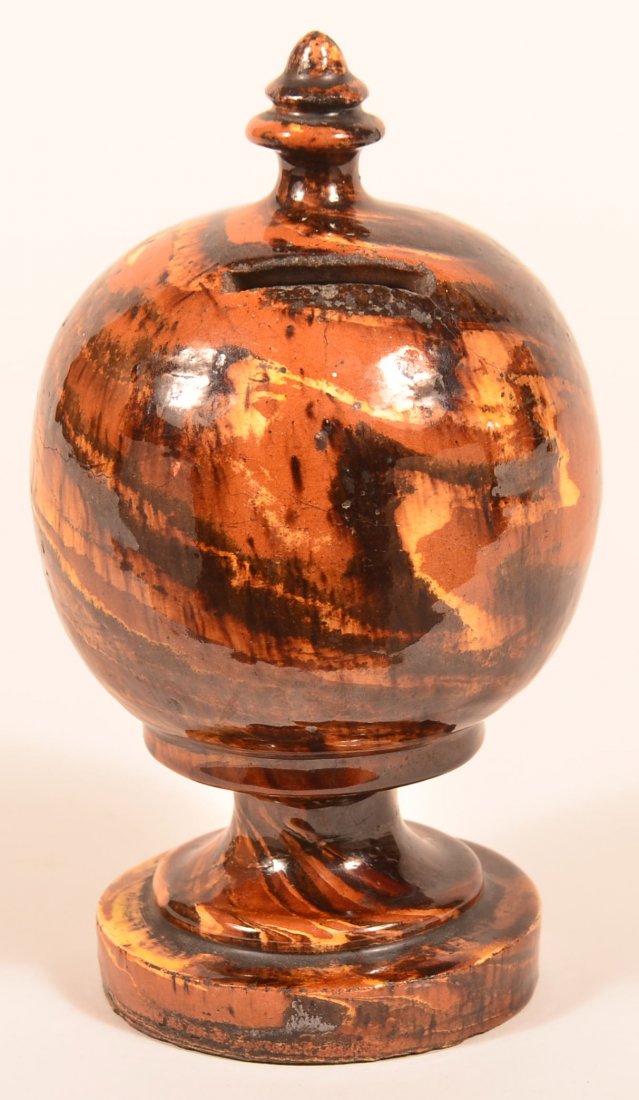Scroddleware Redware Spherical Still Bank. (1 of 3)