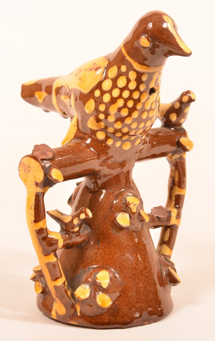 English Yellow Slip Redware Bird Whistle. (1 of 3)