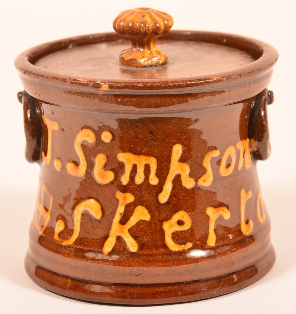 English Redware Tobacco Jar or Sugar Bowl. (1 of 4)