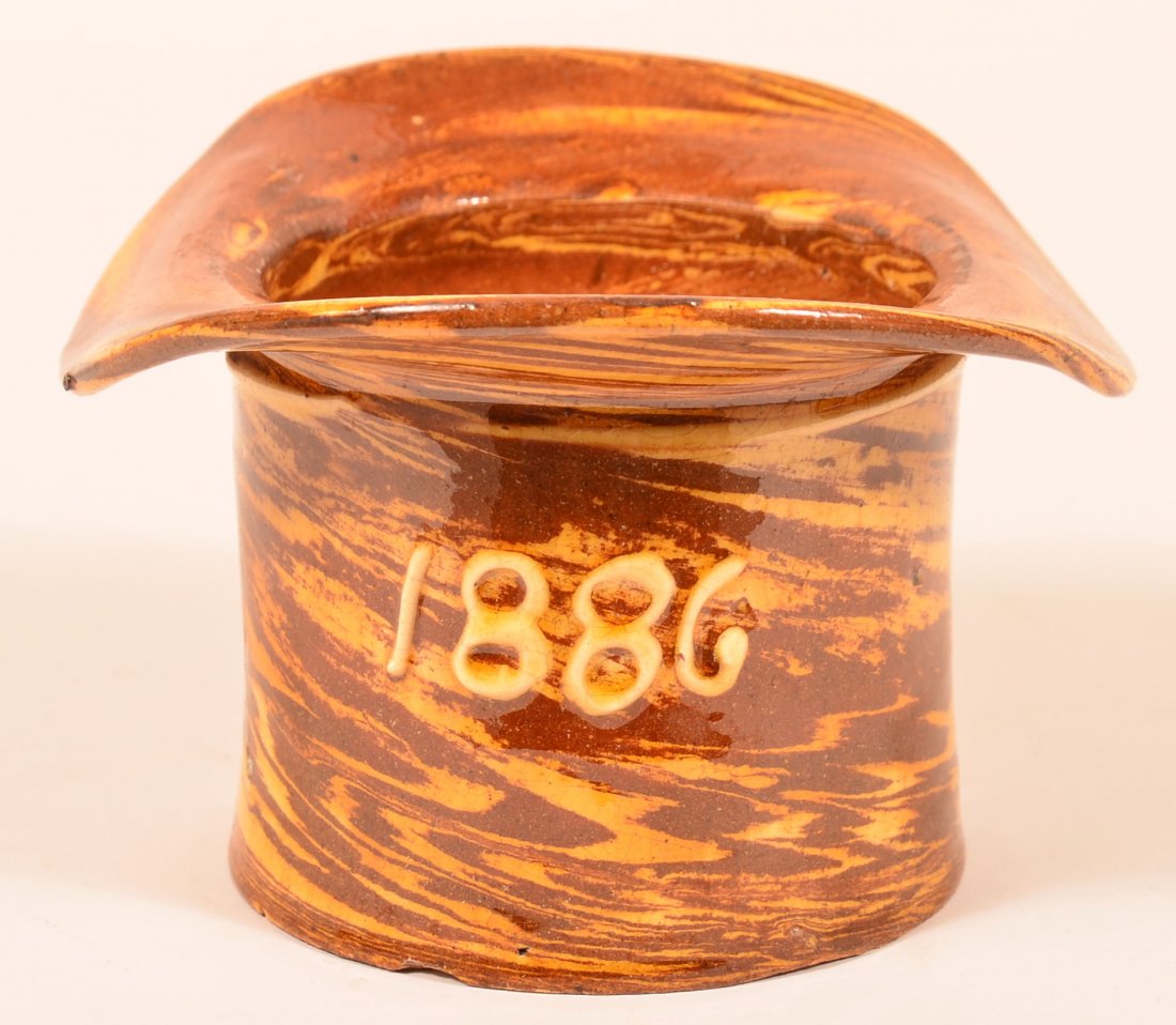 Scroddleware Redware Hat Form Sugar Bowl. (1 of 3)