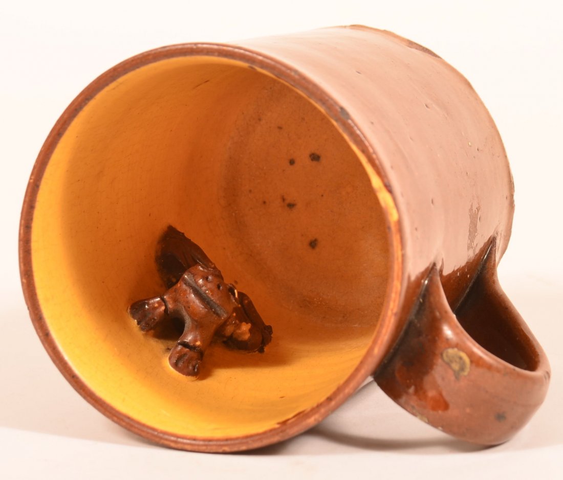 English 19th Century Redware Pottery Mug. (1 of 3)