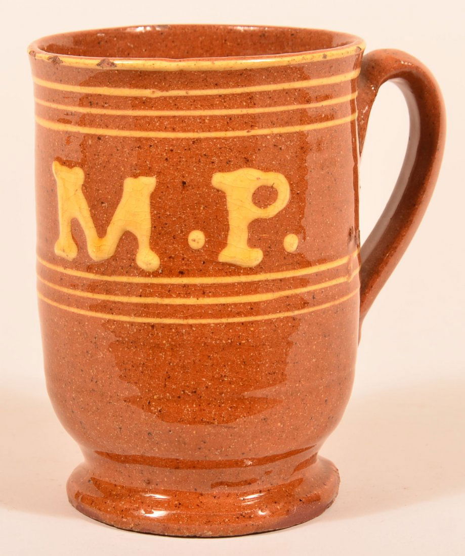 English 19th Century Redware Pottery Mug. (1 of 2)