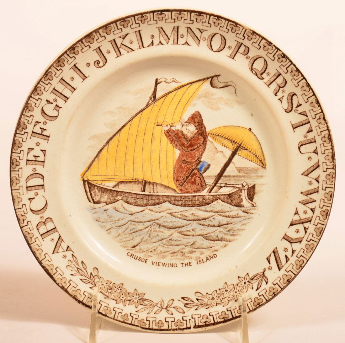 Ironstone Transfer Decorated Alphabet Plate. (1 of 2)