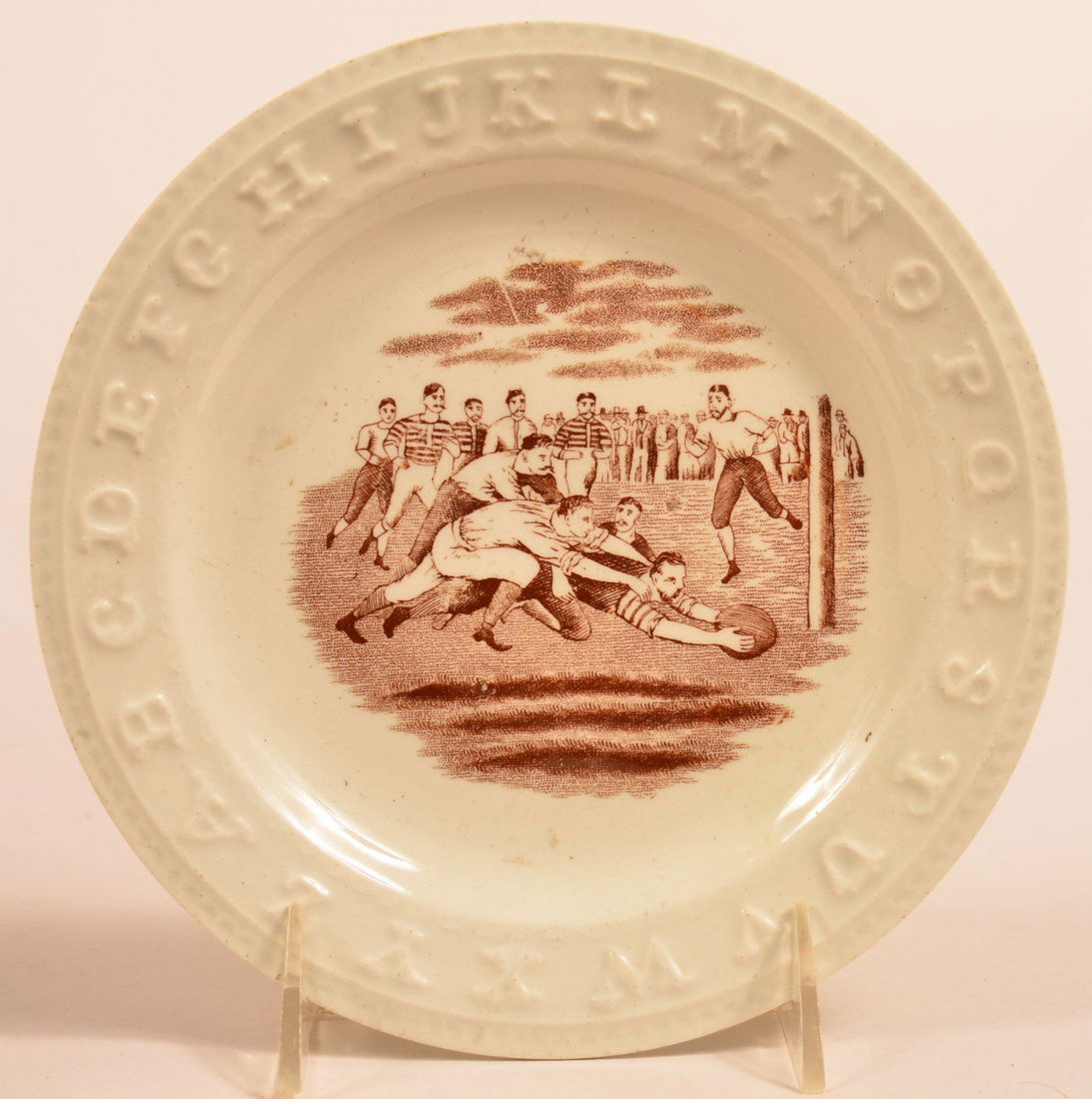Transfer Rugby Scene Ironstone Alphabet Plate. (1 of 2)