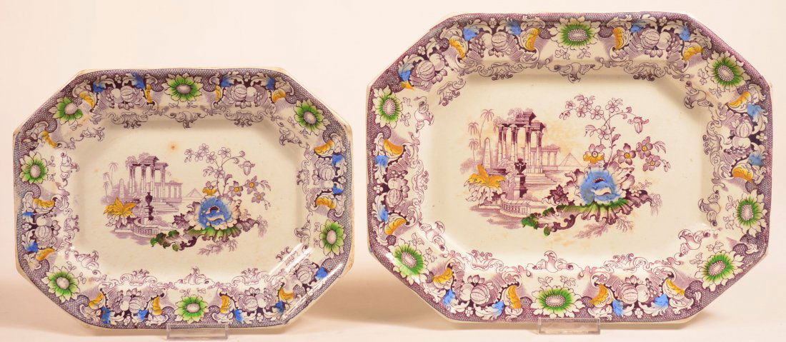 2 Purple Transfer Cleopatra Ironstone Platters. (1 of 3)