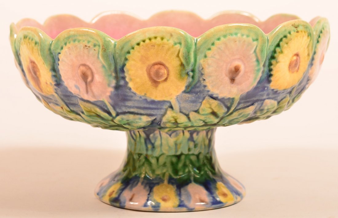 Etruscan Majolica Floral Pattern Compote. (1 of 4)