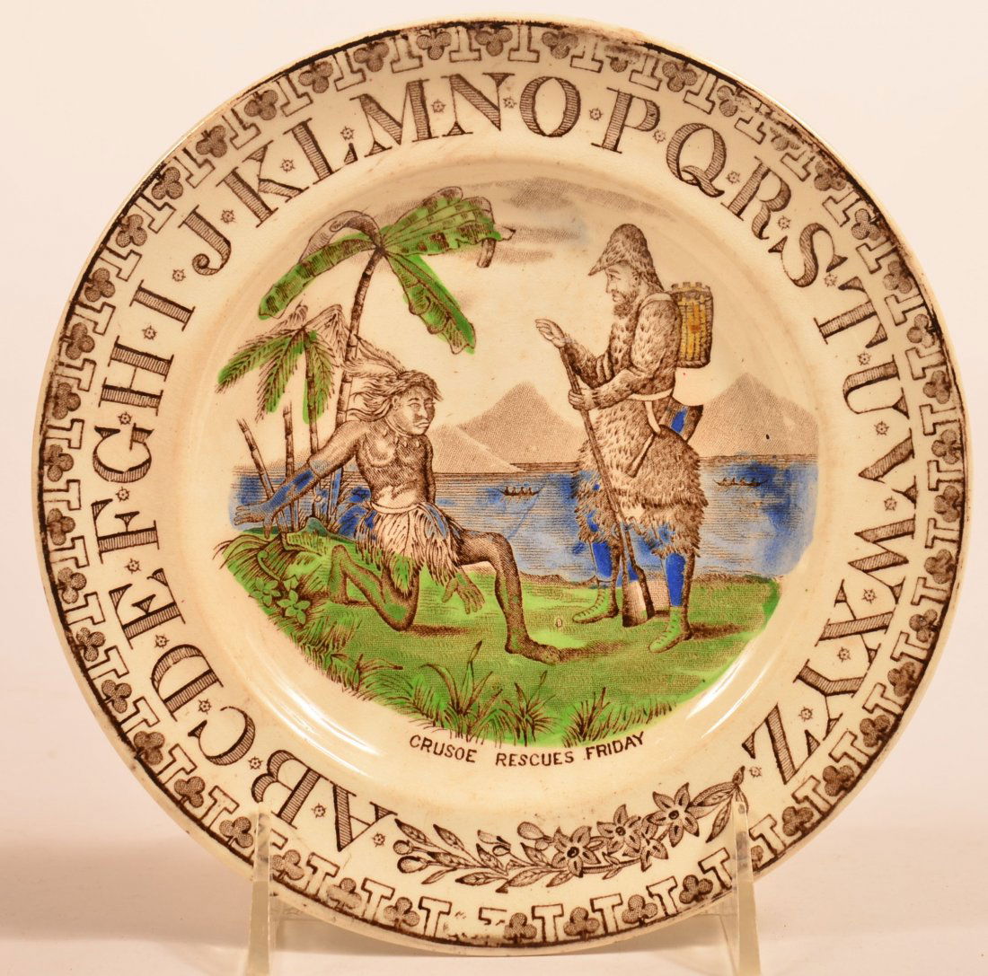 Alphabet Plate Titled "Crusoe Rescues Friday". (1 of 2)
