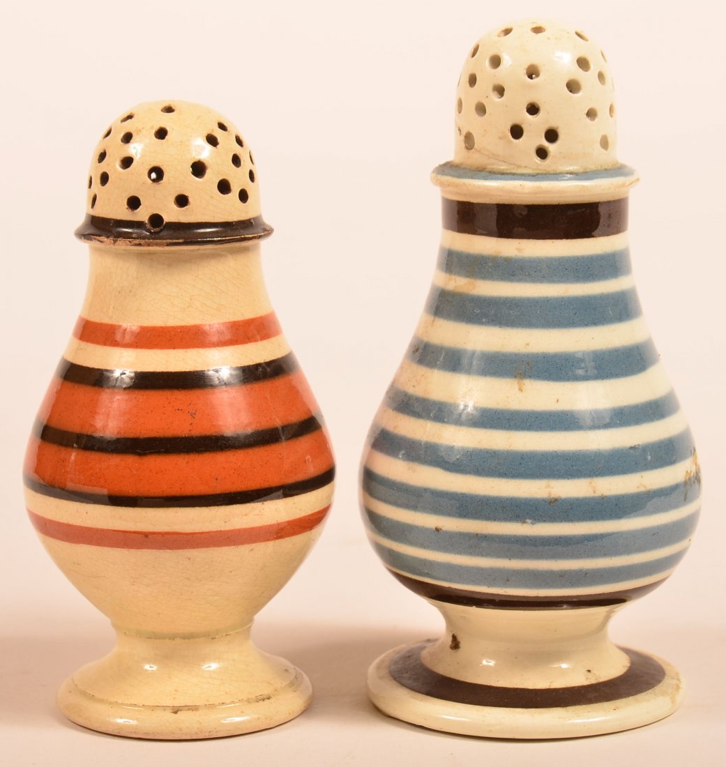 2 Mocha Band Decorated Dome Top Pepper Pots. (1 of 4)