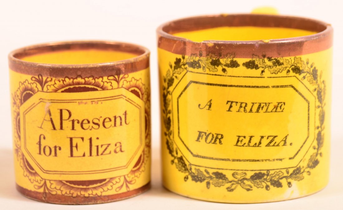 Two Canary Yellow Lustre China Child's Mugs. (1 of 3)