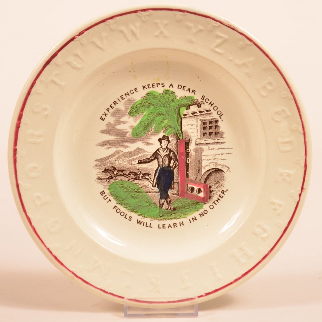 Transfer Decorated Ironstone Alphabet Plate. (1 of 1)