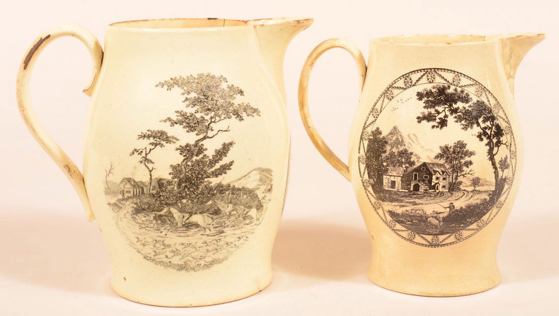 2 Liverpool Transfer Creamware Pitchers. (1 of 4)