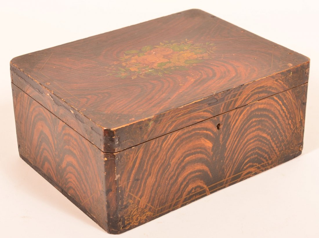 Feather Grain Paint Decorated Lock Box. (1 of 2)
