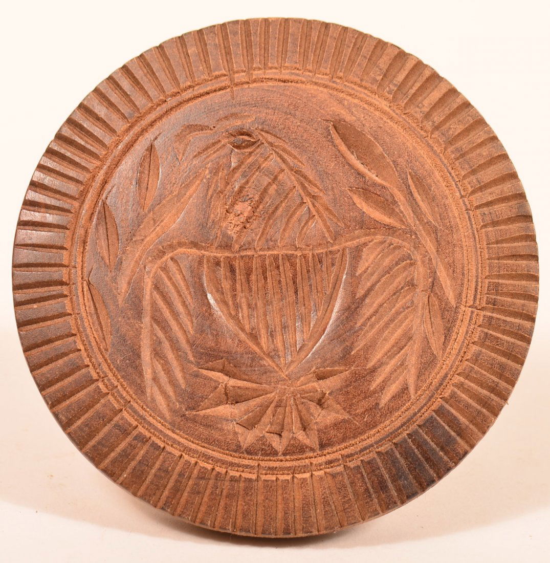 Cherry Carved Eagle and Shield Butter Print. (1 of 2)