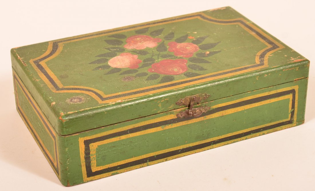 Paint Decorated Wood Cigar Box. (1 of 3)