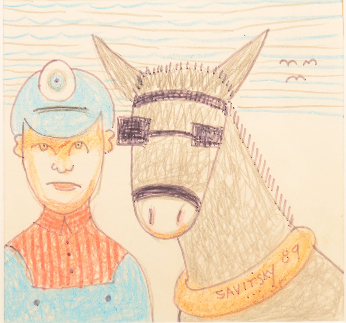 Jack Savitsky Pastel, Ink and Crayon on Paper. (1 of 2)