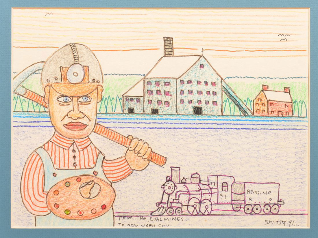 Jack Savitsky Pastel, Ink and Crayon on Paper. (1 of 2)