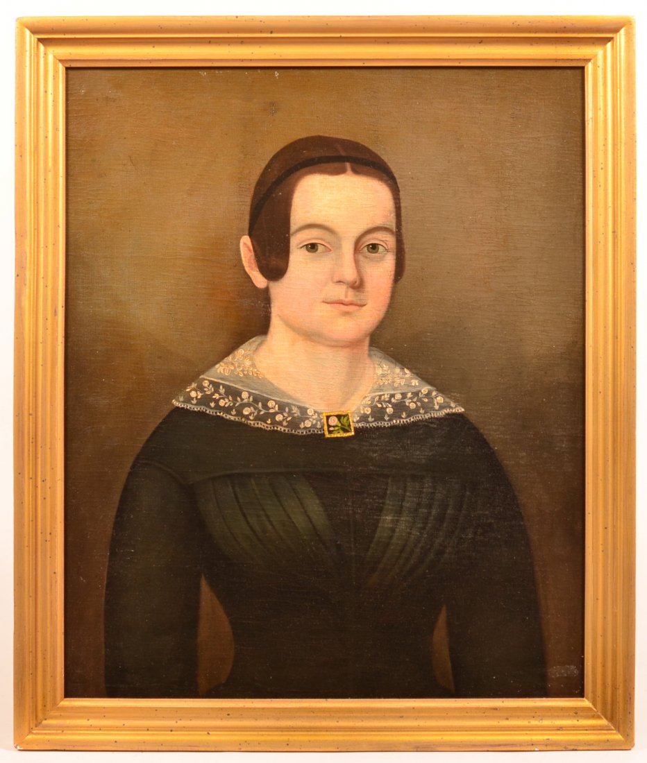 Unsigned Oil on Canvas Portrait of a Young Lady. (1 of 3)