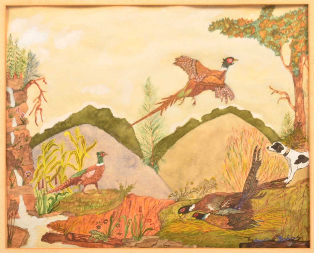 Unsigned Watercolor on Paper of Waterfall. (1 of 3)