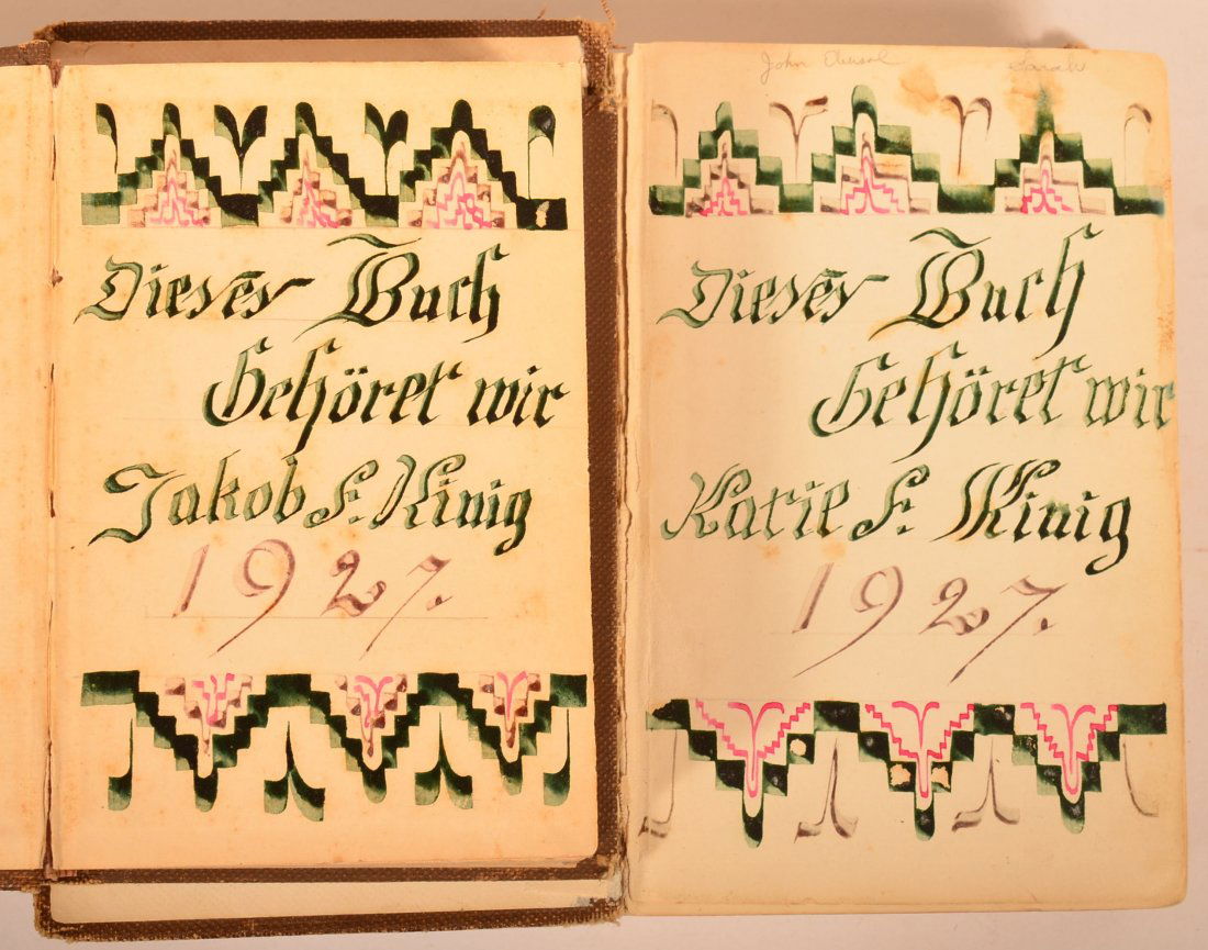 Two Amish Fraktur Bookplates. (1 of 4)