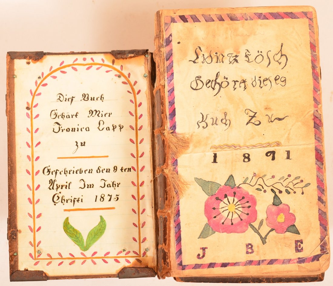 Two 19th Century Amish Fraktur Bookplates. (1 of 7)