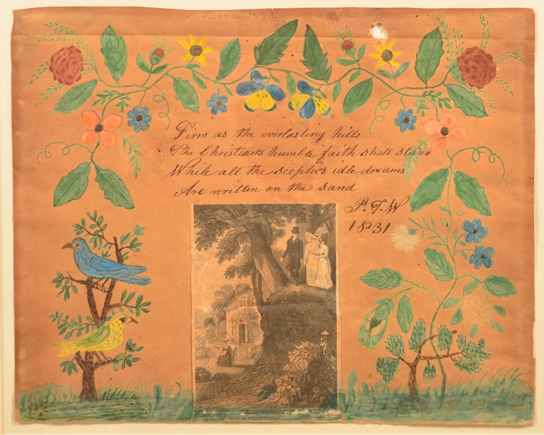 PA-German Hand Drawn Watercolor Poem Fraktur. (1 of 4)