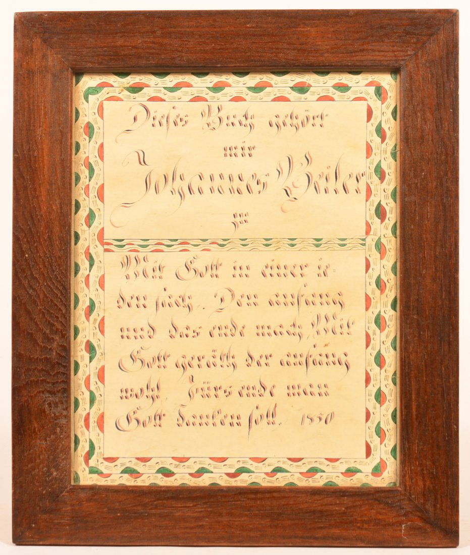 Lancaster County Amish Bookplate Fraktur. (1 of 2)
