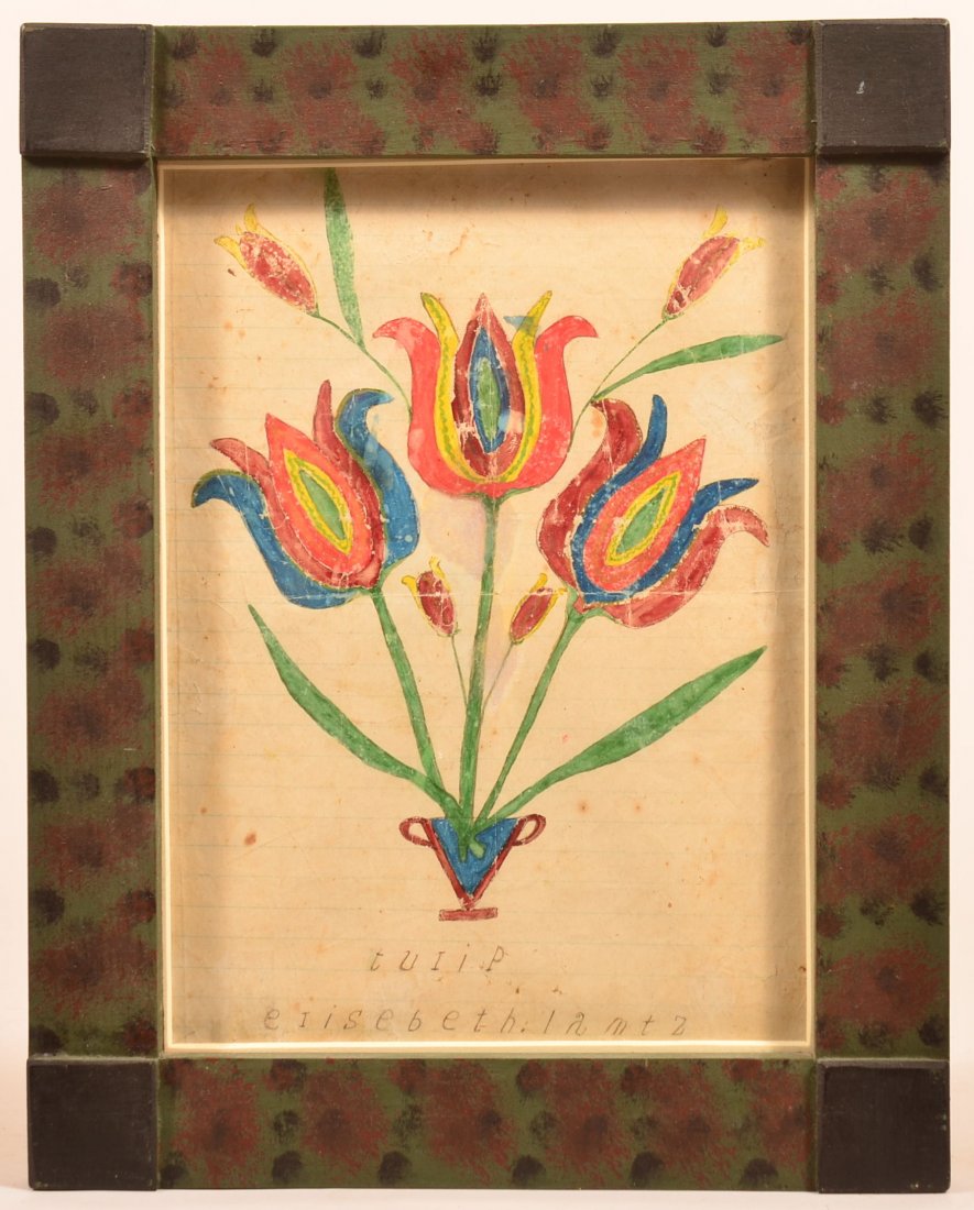 Watercolor Drawing of Potted Tulips. (1 of 3)