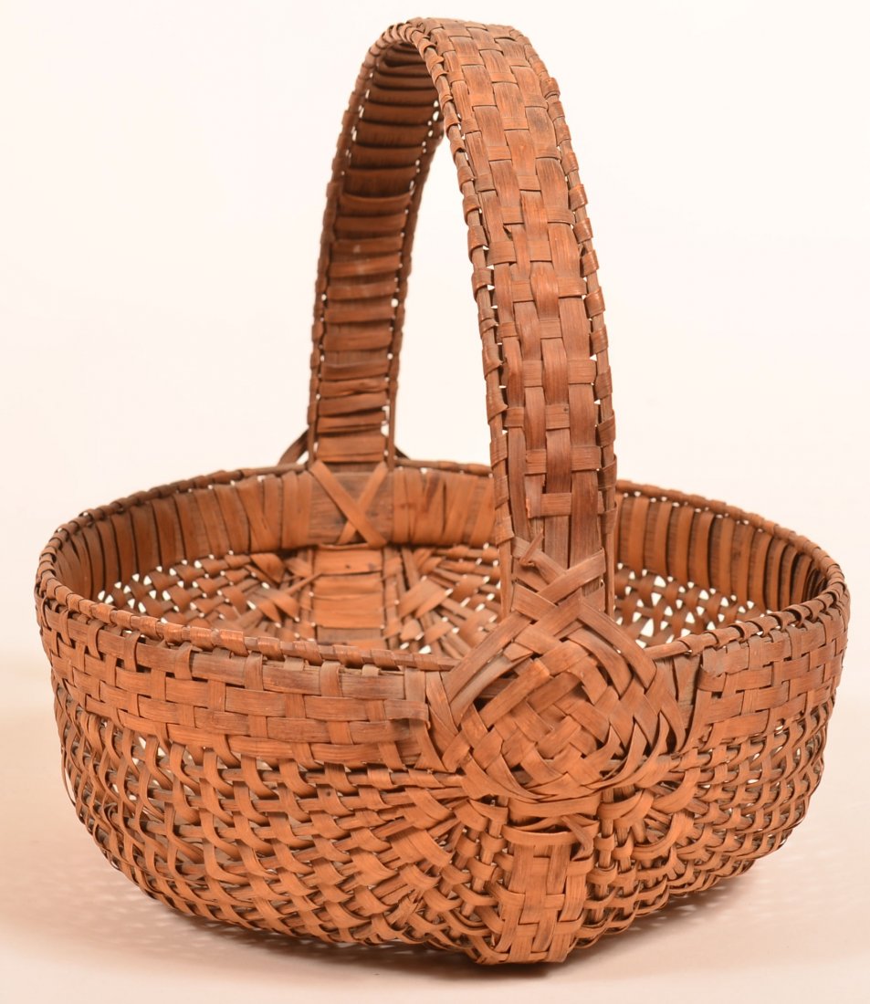 19th Century Woven Oak Splint Basket. (1 of 3)