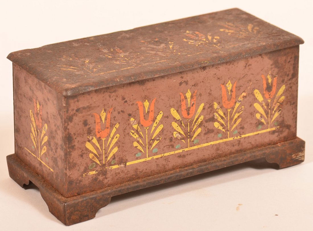 Miniature Tin Dower Chest Tulip Decoration. (1 of 2)