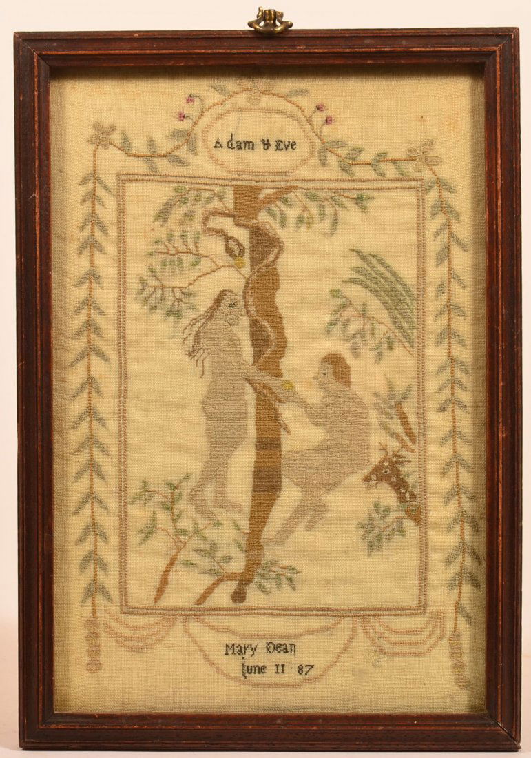 Petit Point Depiction of Adam and Eve. (1 of 3)