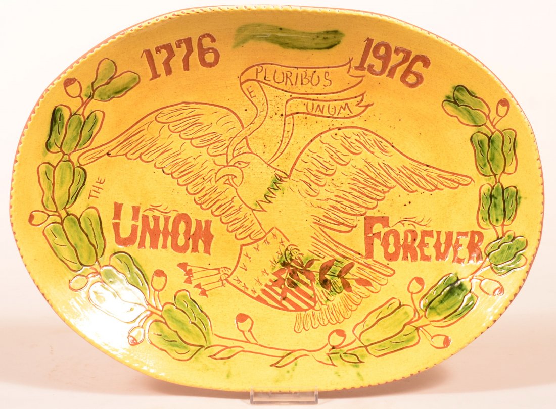 Breininger Redware Sgrafitto Decorated Charger. (1 of 1)