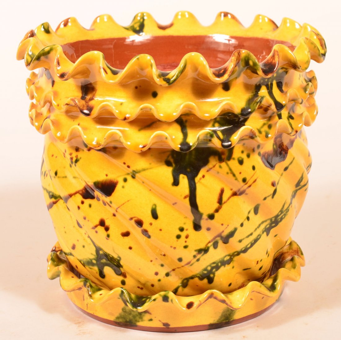 Breininger Redware Yellow Glazed Large Planter. (1 of 2)