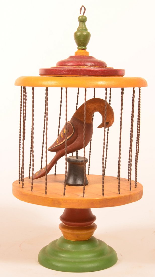 Gottshall Contemporary Folk Art Bird in Cage. (1 of 3)