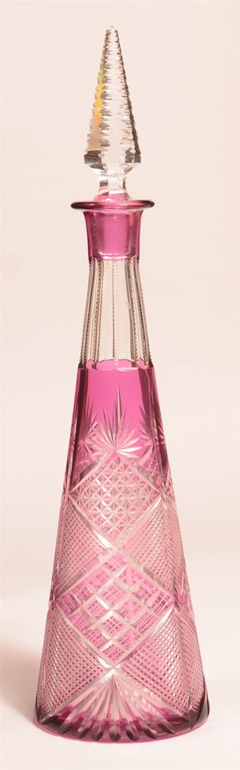 Amethyst Cut to Clear Cut Glass Decanter. (1 of 2)