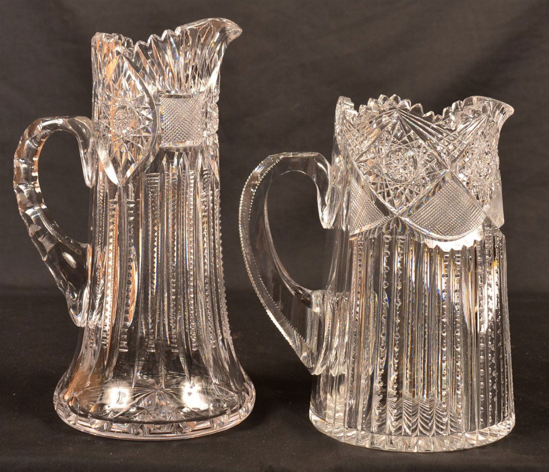 2 American Colorless Brilliant Cut Glass Pitchers. (1 of 2)