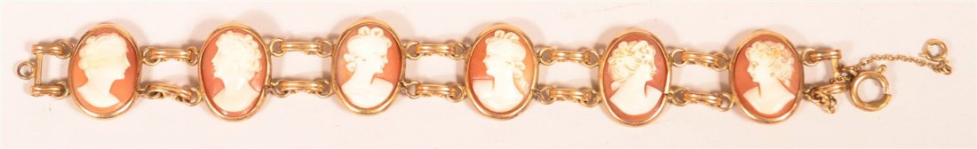 Antique Gold Filled Shell Cameo Bracelet. (1 of 2)