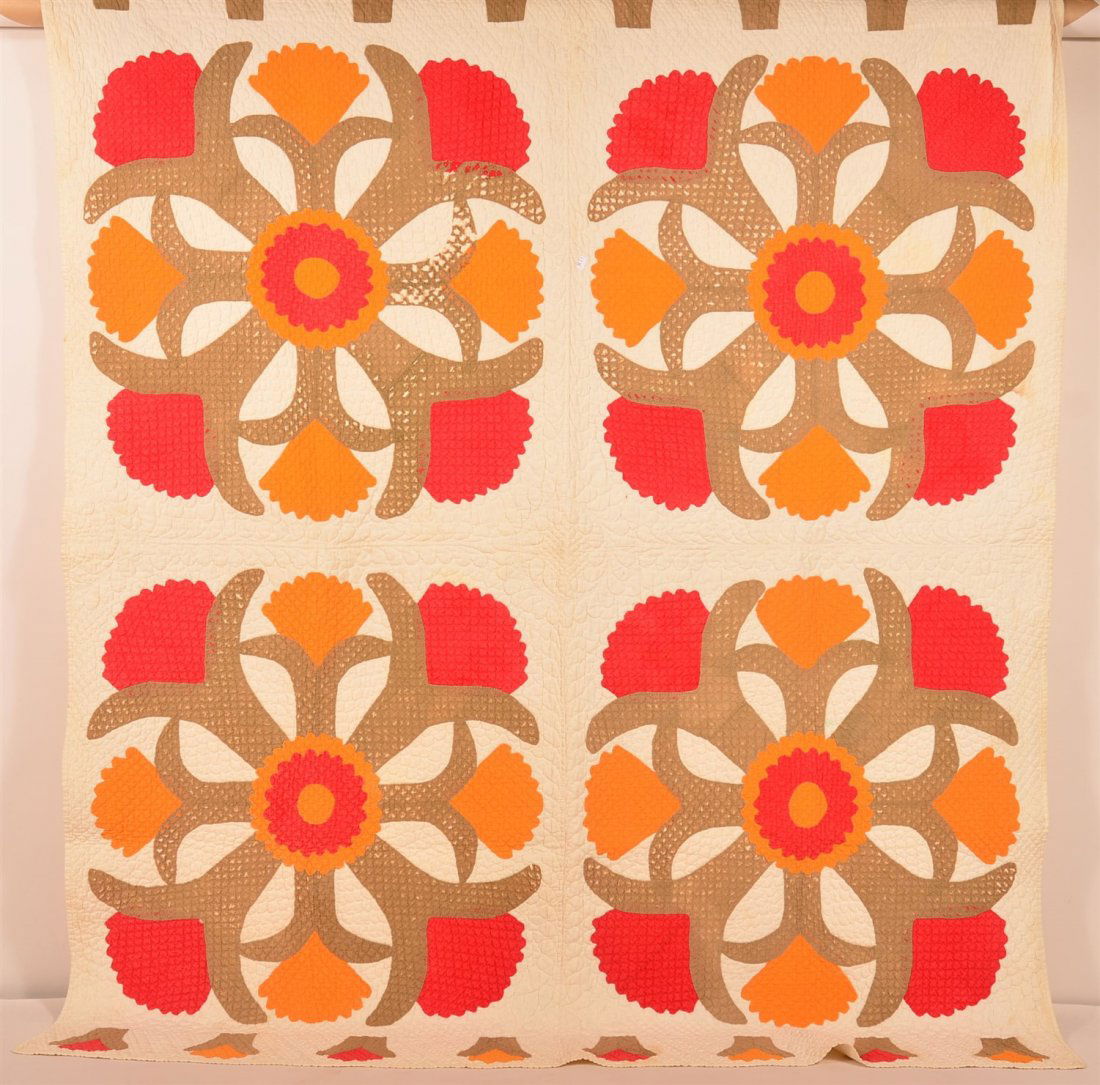 Antique Cock's Comb Pattern Patch Work Quilt. (1 of 3)