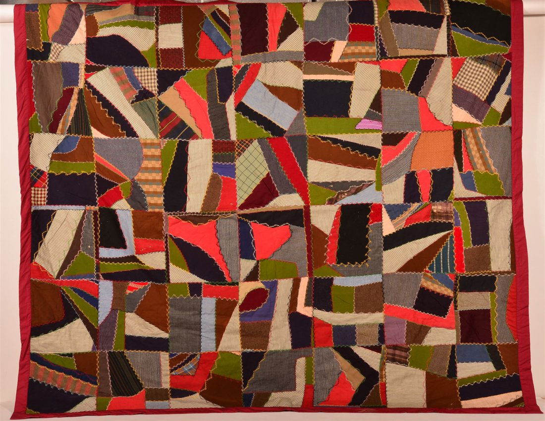 Antique Crazy Patch Work Comforter. (1 of 4)