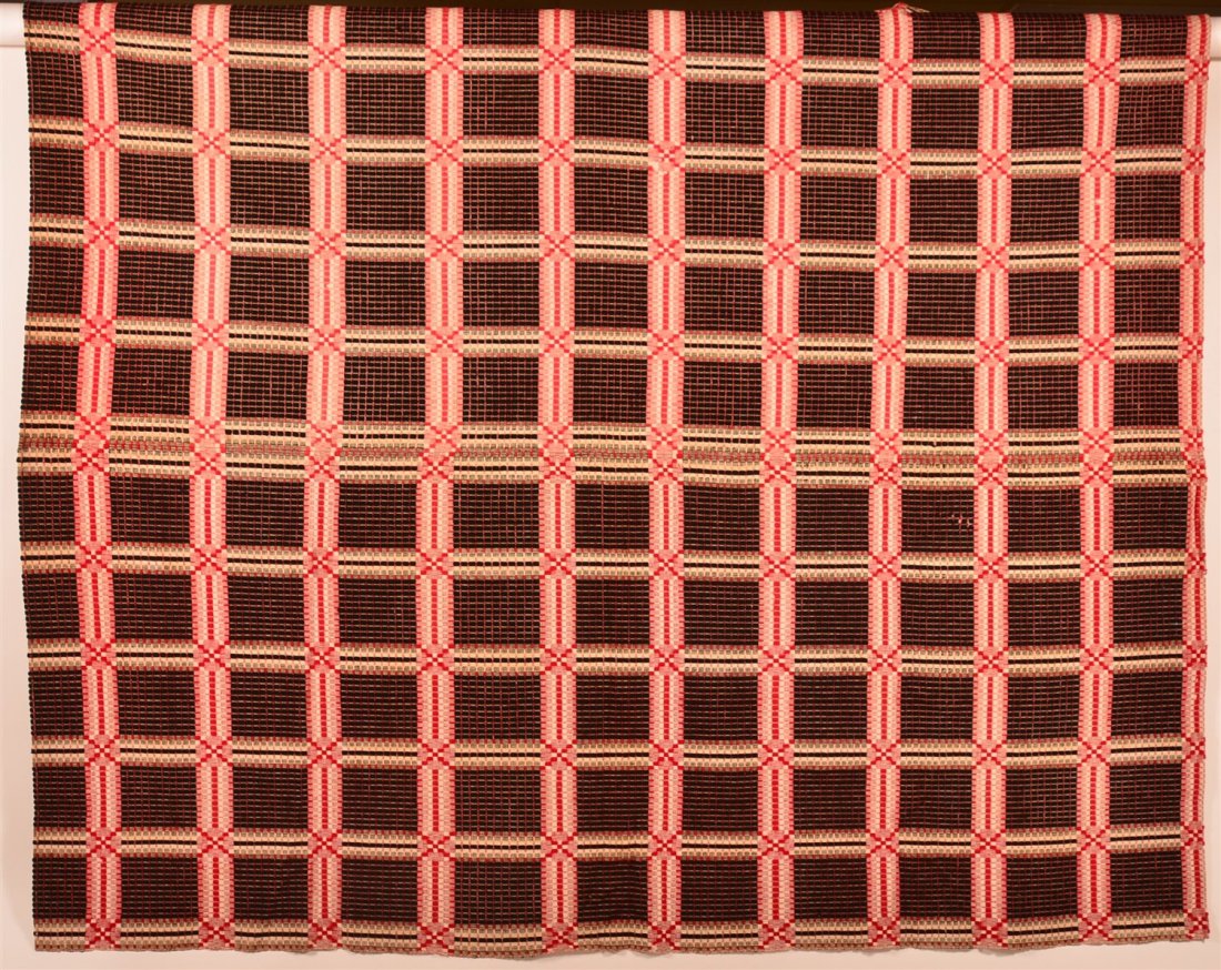 19th C. Two Panel Overshot Coverlet (1 of 2)