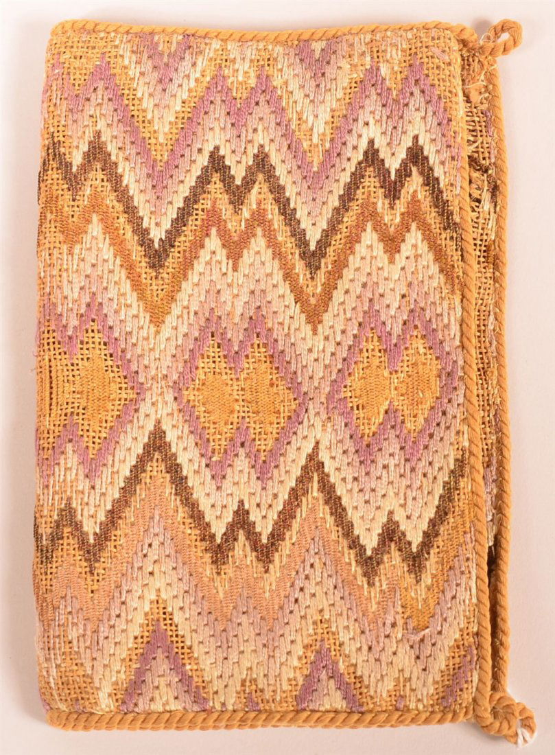 Early 19th C. Burlap Flame Stitched Book Cover (1 of 3)