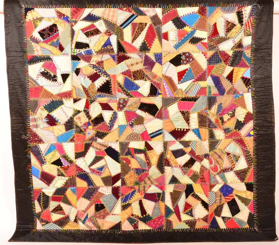 19th C. Patchwork Silk Crazy Quilt (1 of 3)